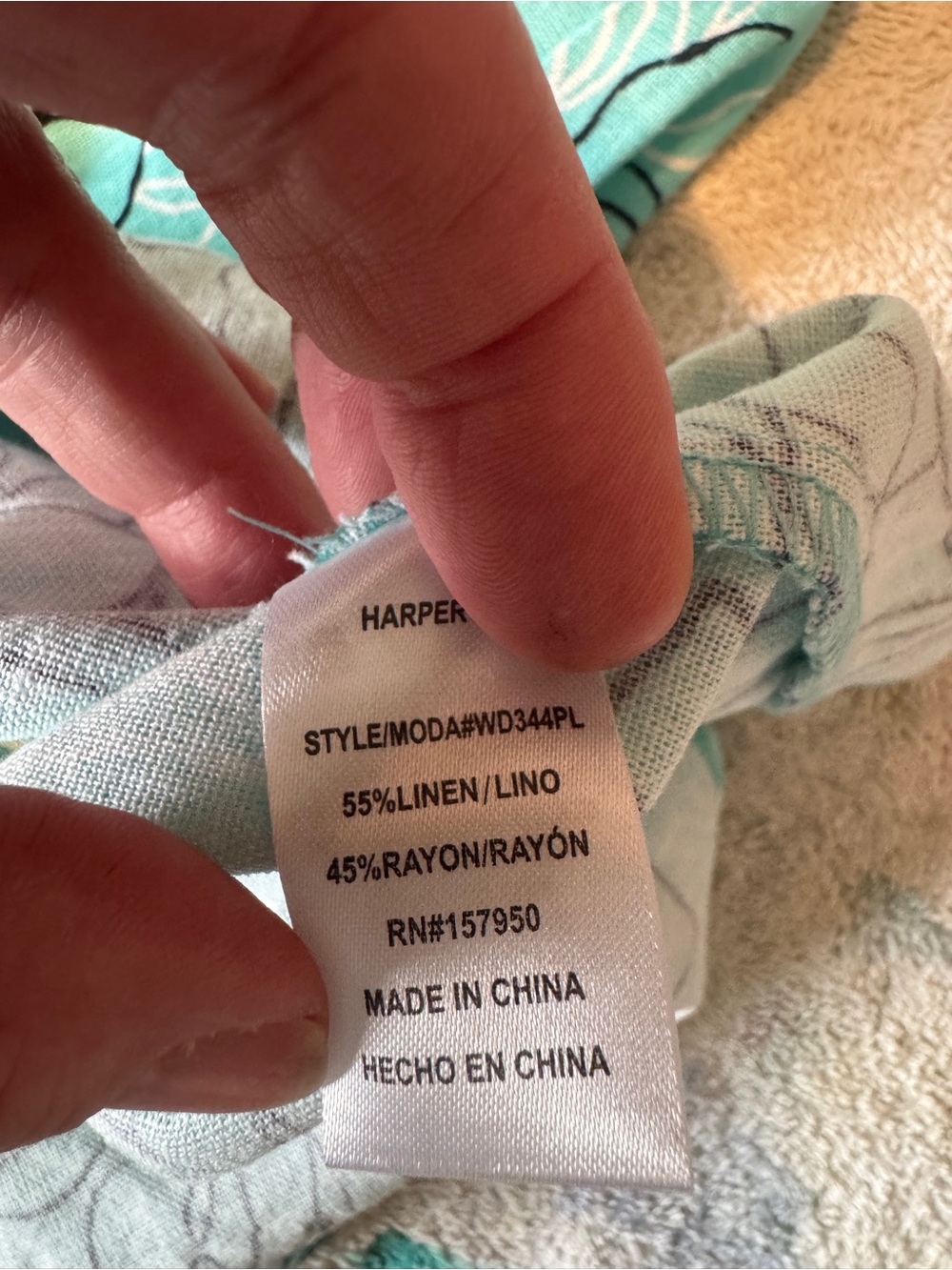 Minimalist Teal Floral Linen Blend A-Line Dress - Small/medium - Picture 10 of 11